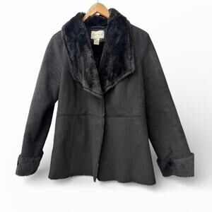 White House Black Market WHBM Faux Fur Shearling Coat S Winter Cozy Warm Outdoor